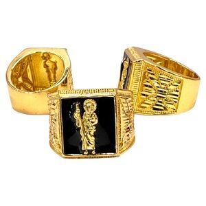 Saint Jude Thaddeus Ring, 14k Gold Plated, Black Background, Features $18 EACH